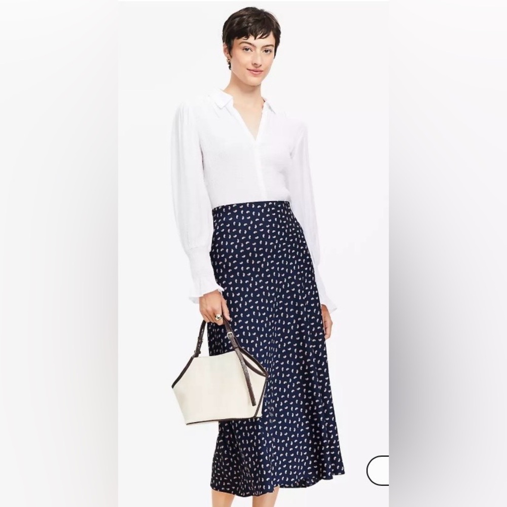 LOFT Paisley Bias Midi Skirt